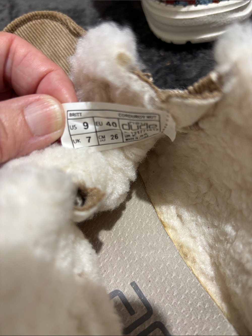 Hey Dude Tan Corduroy Slip-On Shoes with Sherpa Lining - Picture 4 of 9